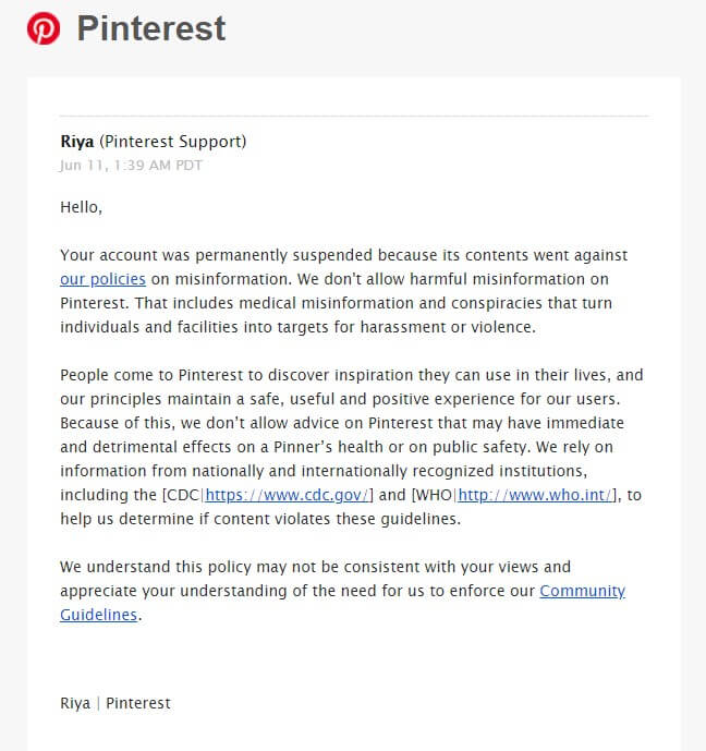 LiveAction.org&rsquo;s Ban Notice From Pinterest