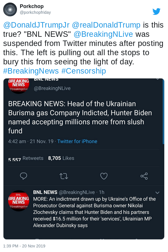 BNL Tweeted Article: Gets Banned